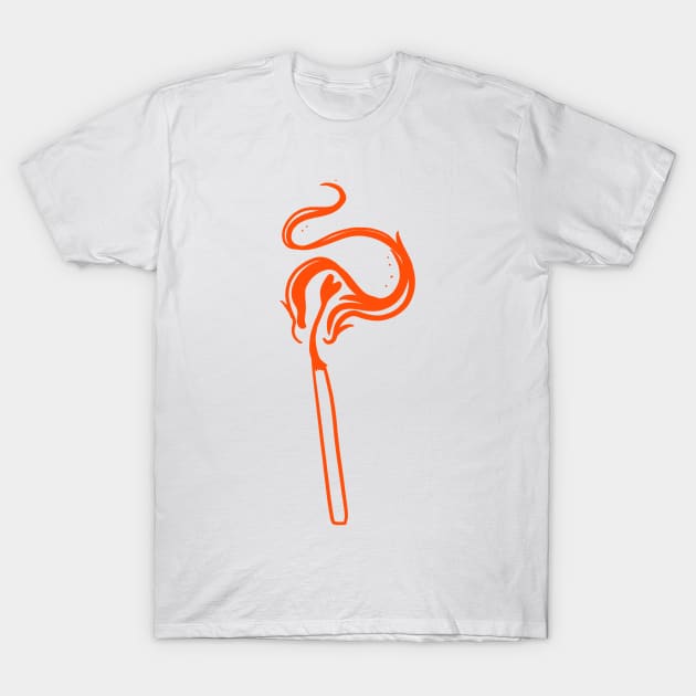 firey orange matchstick burning with fire of love cute gift T-Shirt by AnanasArt